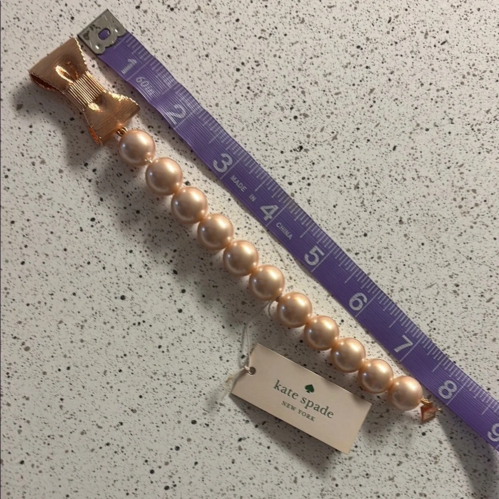 Kate Spade blush “All Wrapped Up in Pearls” Bracelet with Rose Gold Bow - Picture 2 of 4